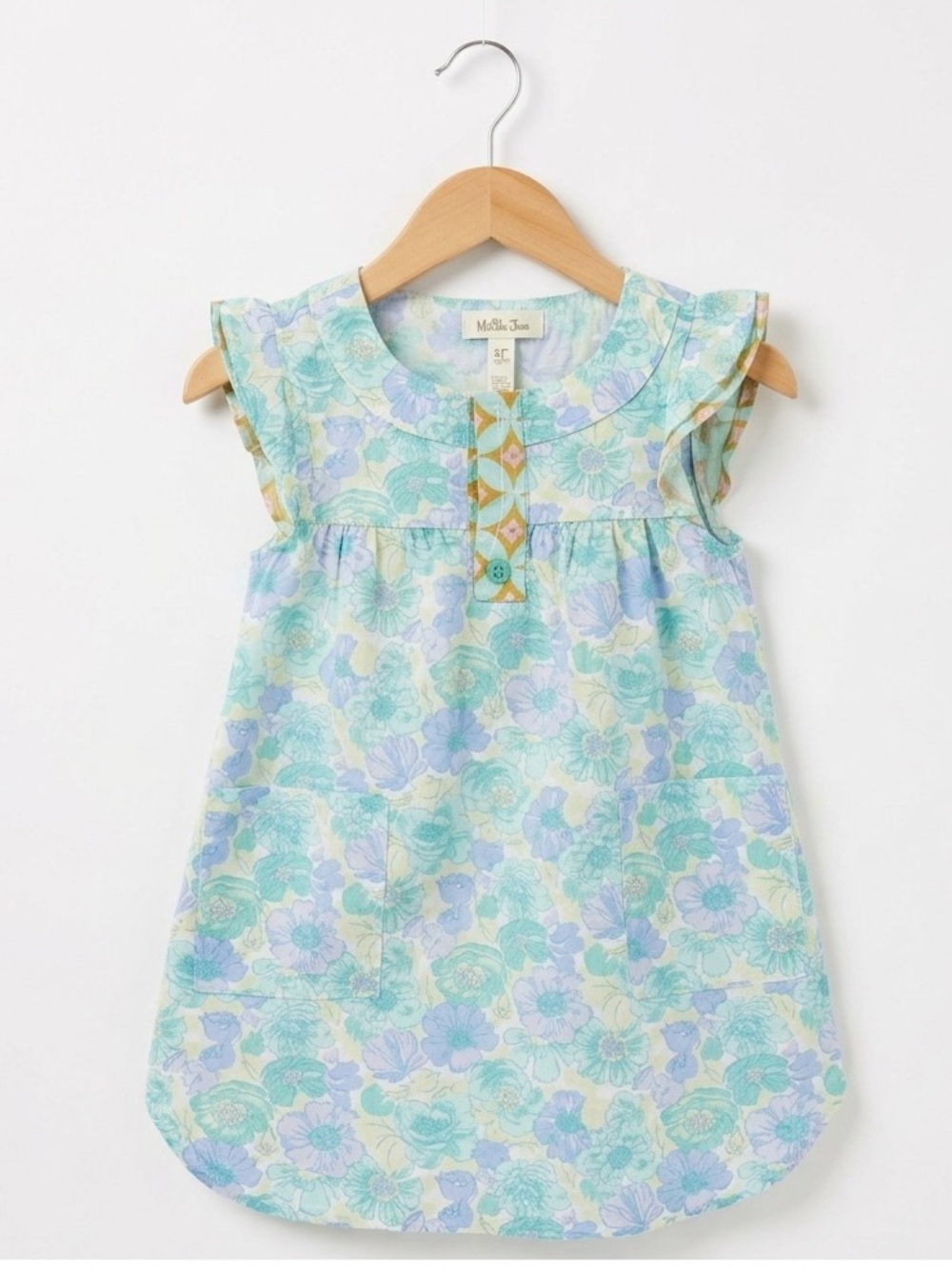 Matilda Jane Pastel Blue & Mint Floral Tunic Dress - size 2T